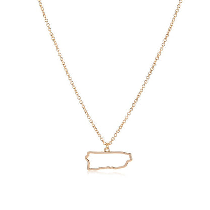 African Ireland Syria Jamaica Israel Nigeria Puerto Rico US France National Map Necklace