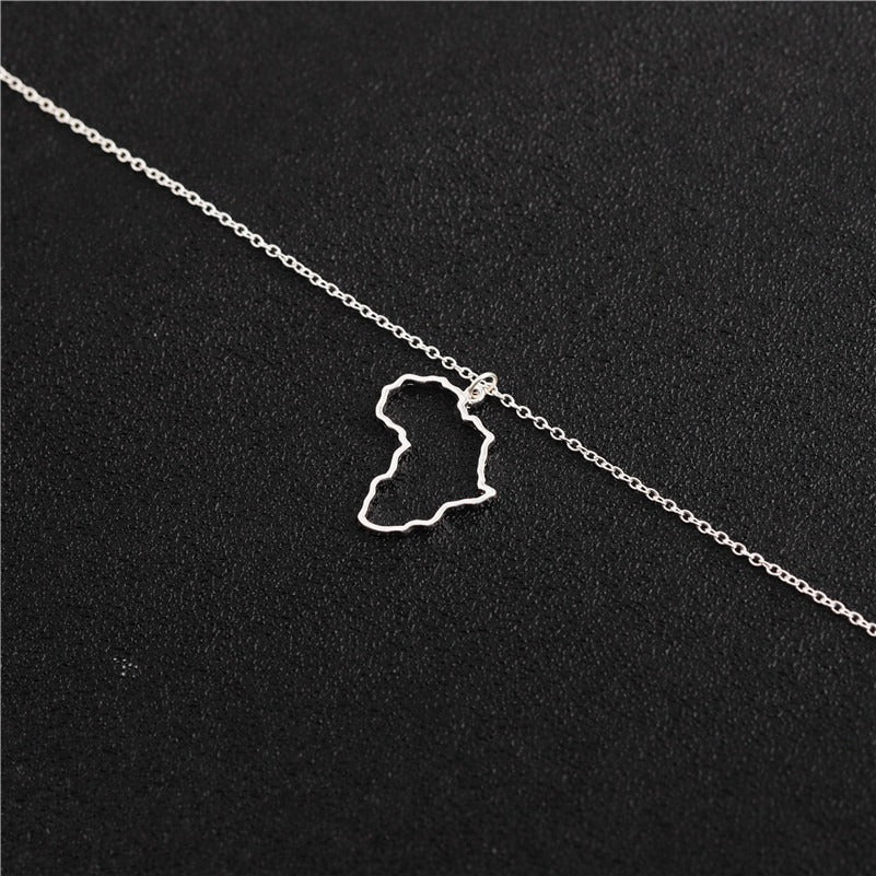 African Ireland Syria Jamaica Israel Nigeria Puerto Rico US France National Map Necklace