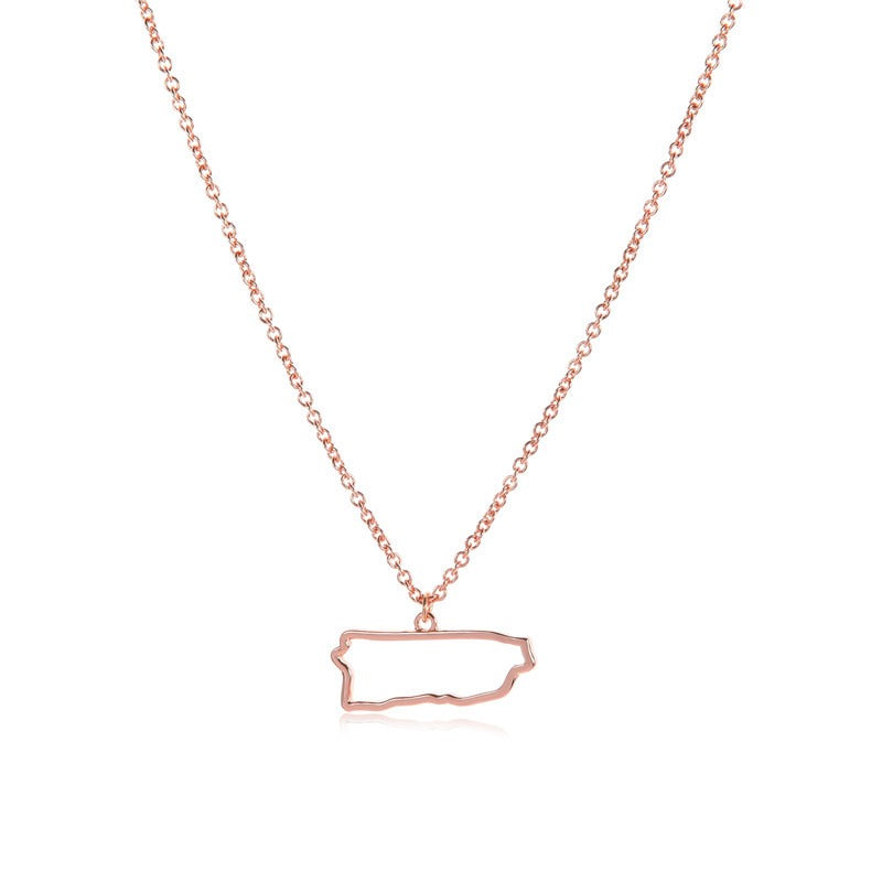 African Ireland Syria Jamaica Israel Nigeria Puerto Rico US France National Map Necklace