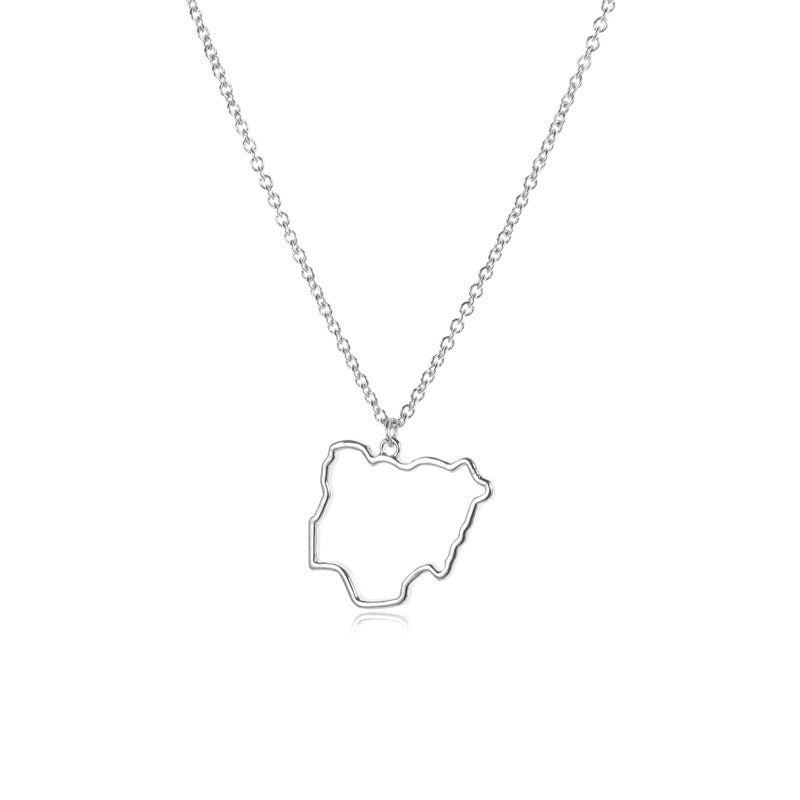 African Ireland Syria Jamaica Israel Nigeria Puerto Rico US France National Map Necklace