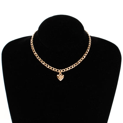 Trendy Women Jewelry Cute Heart Lock Necklace Gold Silver Choker Necklace Pendant On Neck Accessories