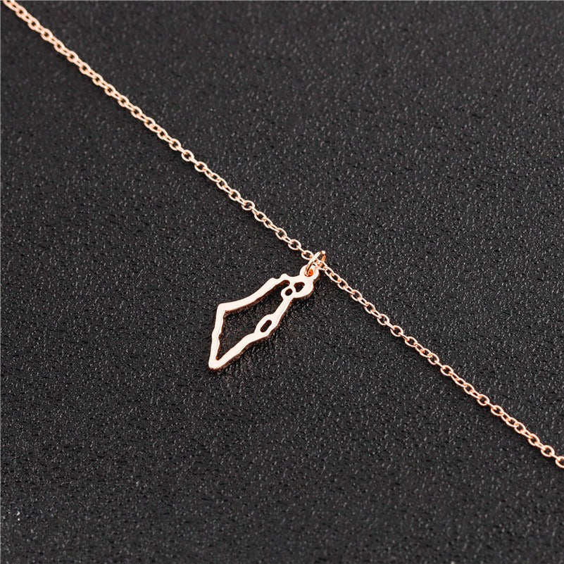 African Ireland Syria Jamaica Israel Nigeria Puerto Rico US France National Map Necklace