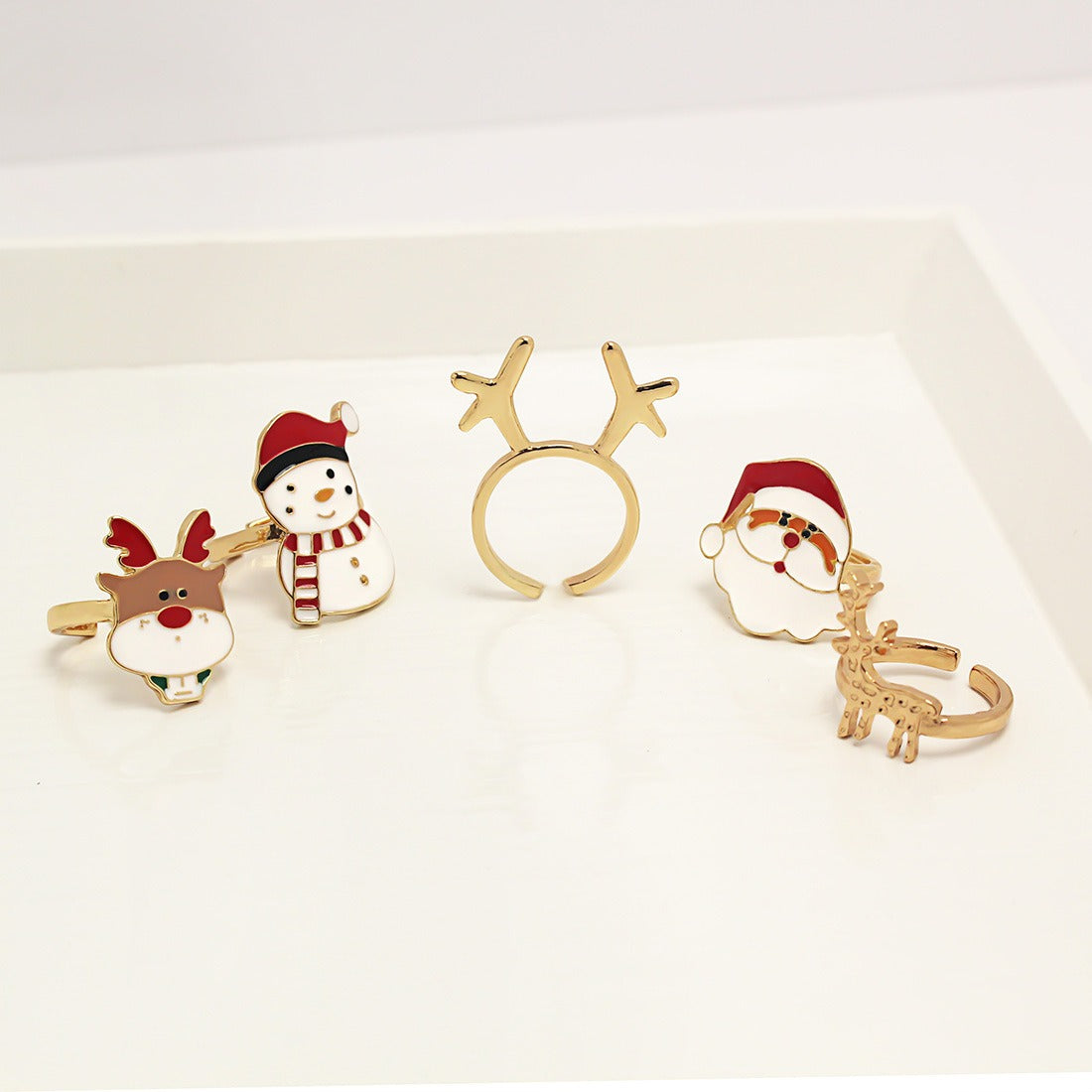 Cute Santa Claus Christmas tree multi style cartoon rings
