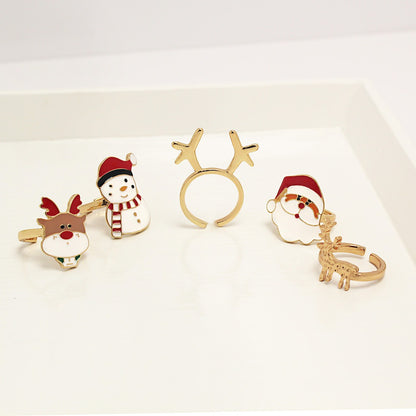 Cute Santa Claus Christmas tree multi style cartoon rings